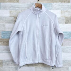 Columbia Benton Springs Fleece Jacket White Full Zip Pockets Womens Small
